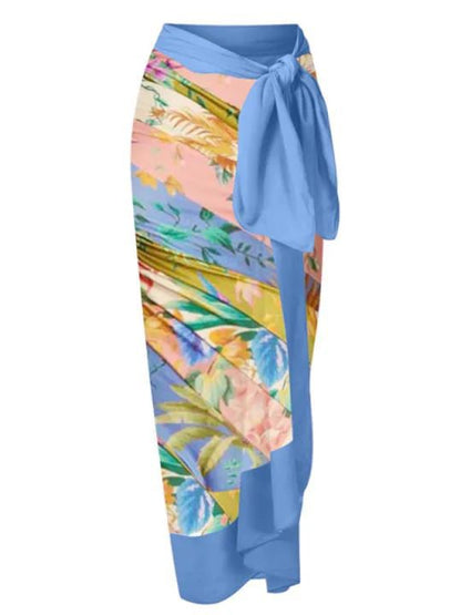 Blue Ribbon Color Stripes Wrap Skirt