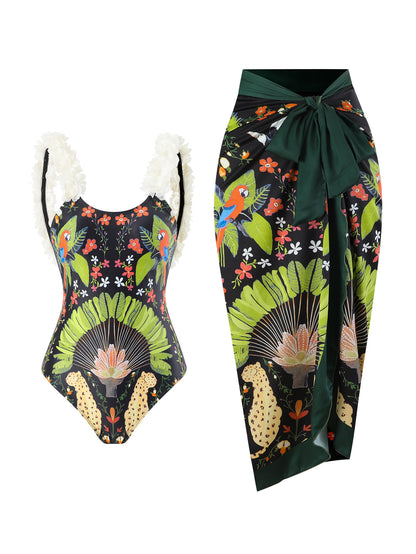 Retro Flower Two-Piece Suit