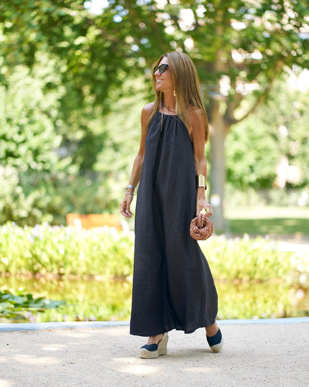 Women Halter Slit Cotton Linen Casual Holiday Dress Spring Summer GlamArt