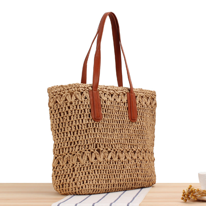 Summer Hollow Out Cutout out Woven Bag Paper String Shoulder Straw Bag Casual Beach Women Bag Rico
