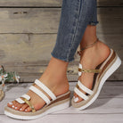 Women Sandals Summer Flat Wedge Peep Toe Casual Women Sandals ZUIMEI