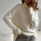 Suéter de punto holgado e informal de otoño e invierno para mujer, color blanco