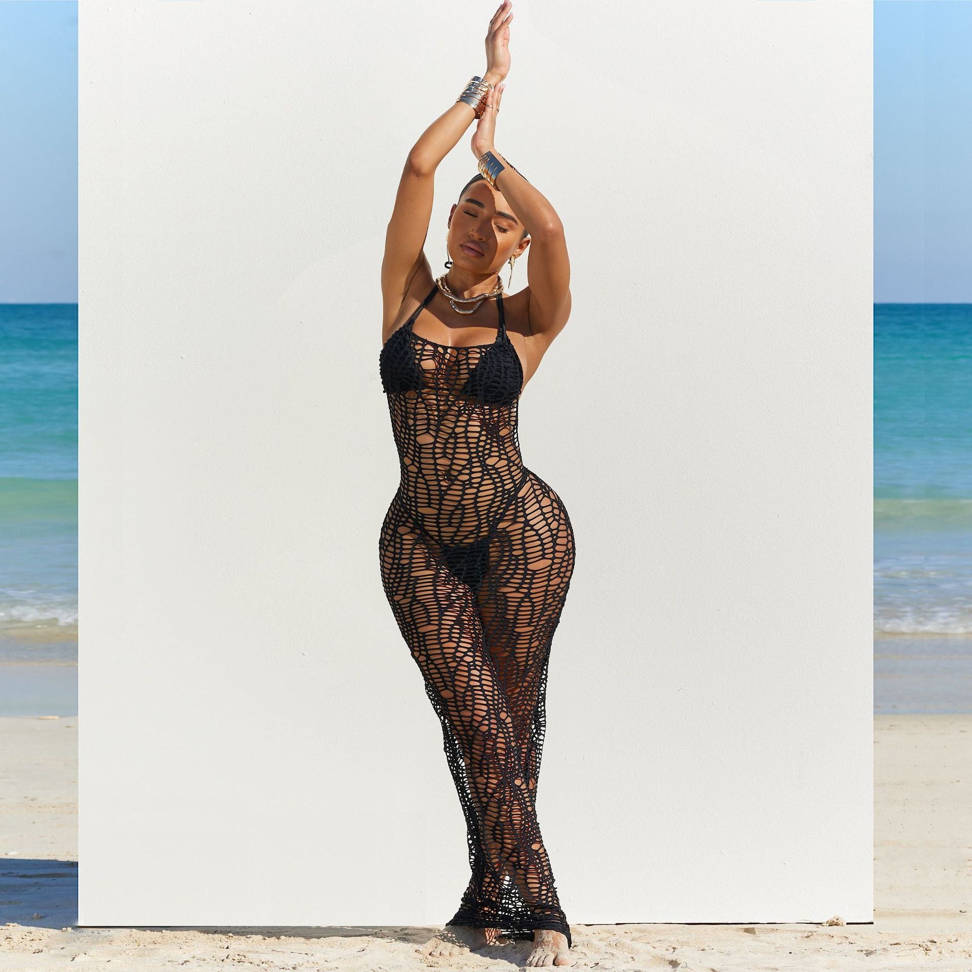 String sexy pour femme avec découpes et dos nu, ensemble trois pièces pour la plage