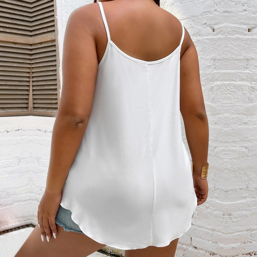 Plus Size Women Clothes Waist Trimming Casual All Match Solid Color Camisole Outer Wear Underwear Vest Top Yido