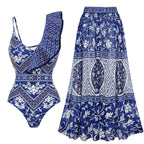 Traje de baño de una pieza con volantes y un hombro para mujer, sexy, sin espalda, estampado, traje de baño