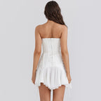 Robe sexy d'été pour femme, haut tube sexy, dos nu, en mousseline de soie, coutures, à lacets