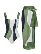 Traje de baño de una pieza para mujer, con protector solar, falda de gasa, para vacaciones en la playa, traje de baño de primavera.