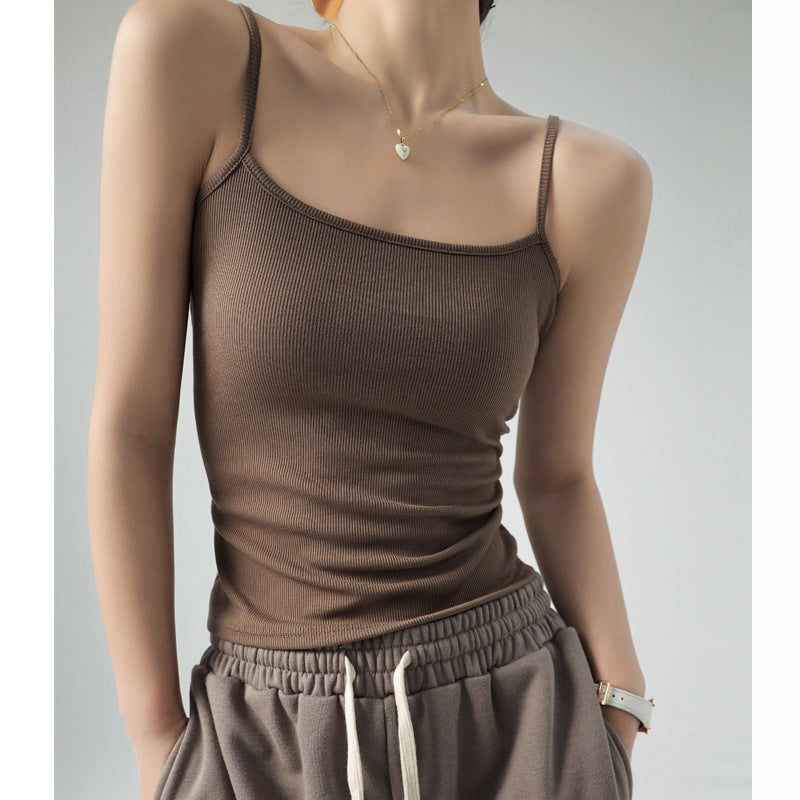 Best Seller on Douyin Base Tank Top Small Slip Top Women Suit Inner Cover Supernumerary Breast Thread Spring, Autumn Summer Can Be Outerwear Top FDtdvcw