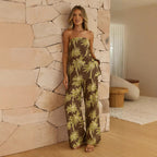 Polka Dot Print Sexy Tube Top Wide Leg Long Pants Casual Set for Women Zemy
