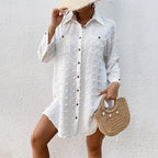 Vacation Sun Protection Clothing Women Beach Jacket Beach Cover Up Breasted Shirt Swimsuit Outwear EvenStar