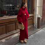 Conjunto de suéter y falda de cuello alto para mujer, otoño e invierno, suéter de punto suelto de dos piezas, conjunto para mujer