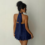 Elegant Slim Fit Sexy Backless Halter Waist Tight Jumpsuit Women AXE