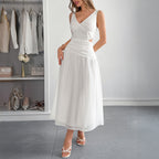 Elegant Deep V Plunge Cropped Outfit Maxi Dress Women Clothing Spring Summer Dee