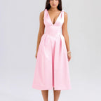 Summer Slim Strap Dress Solid Color V neck Elegant Dress XINXI