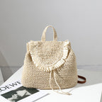 Backpack Straw Bag Mori Casual Tassel Straw Bag Woven Bag Women Same Seaside Vacation Beach Bag EaseWoven