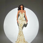 Spring Summer Waist Slimming Elegant Floral Strap Dress Deep V Plunge Vacation LaceCH