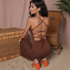 Robe fourreau sexy à bretelles et dos nu pour femme adulte, style femme élégante