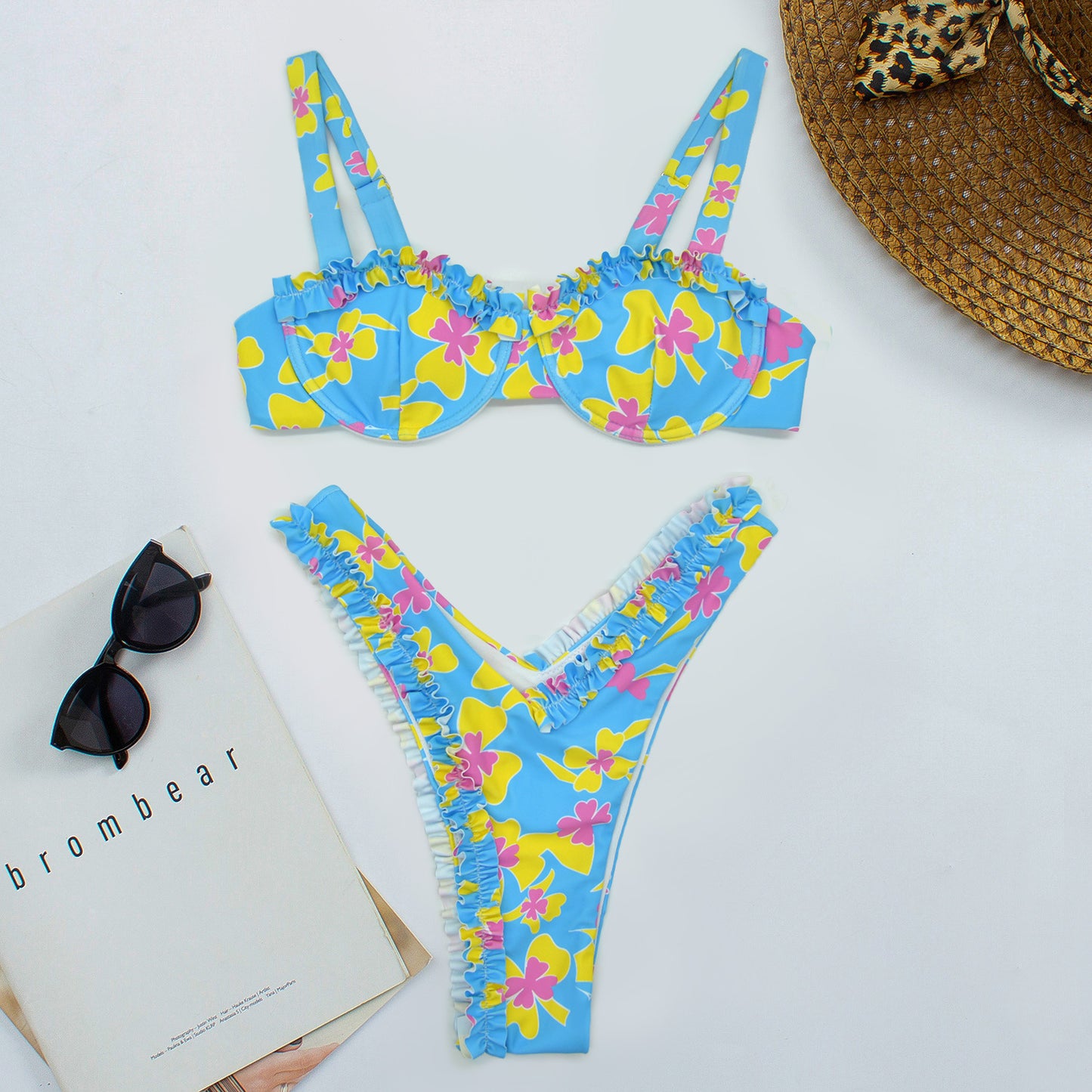 Bikini Mujer Estampado Digital Encaje Pequeño Transparente Traje De Baño Mujer Traje De Baño