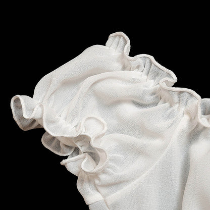 Pure White Strapless Mesh Sexy Split Suit