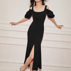 Women Clothing Summer Sexy Backless Slit Hemline at Hem Sling Dress Qube