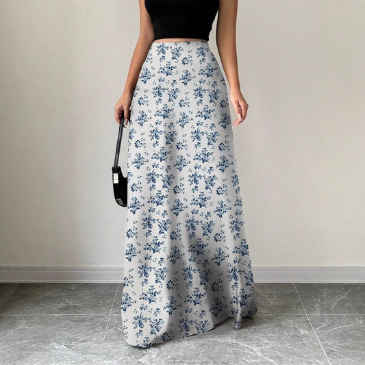 Women Clothing Satin Satin Dress Skirt Women Summer Artificial Silk Long Skirt High Sense