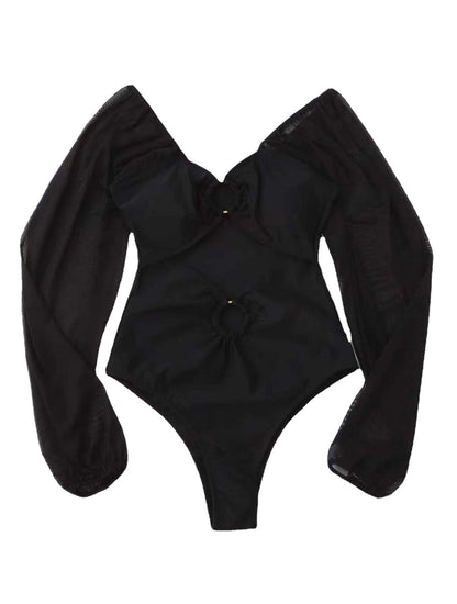 Traje de baño de una pieza pequeño con mangas de bikini