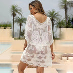 Pull ample pour maillot de bain, chemisier, veste de plage, dentelle soluble dans l'eau, cache-maillot pour femme, crochet
