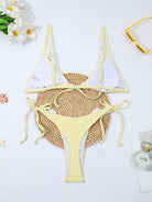 Fresh Yellow Plaid Daisy Split Bikini Swimsuit CSC