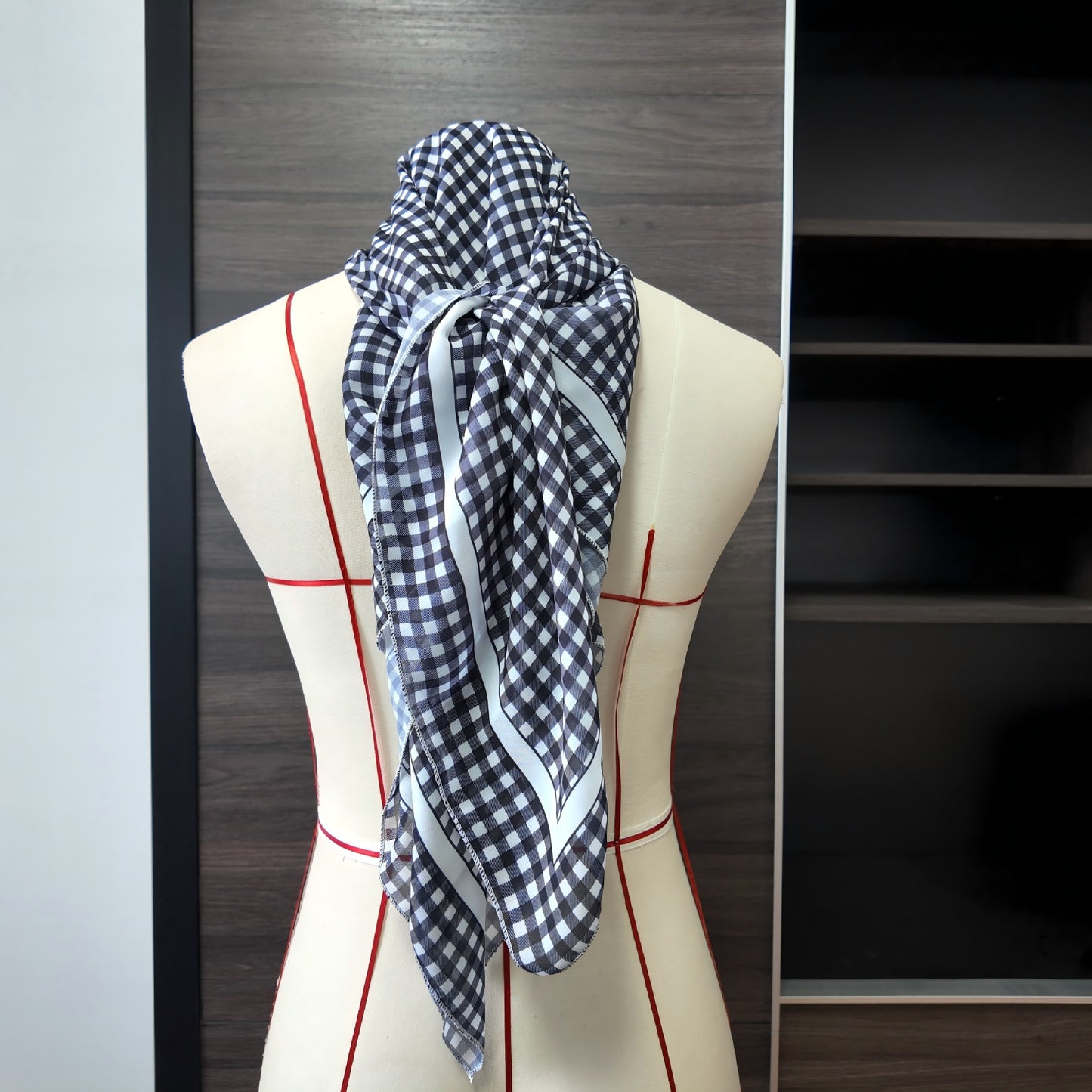Black and White Plaid Scarf
