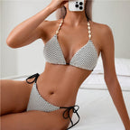Swimsuit Women Retro Sexy Three Point Bikini Split Hollow Out Cutout Design Swimsuit with Chest Pad MagicSwing