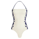 White Spaghetti Strap Halter One-Piece Swimsuit