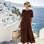 Casual Fastener Decoration Fold Pocket Mid Length Dress NICE