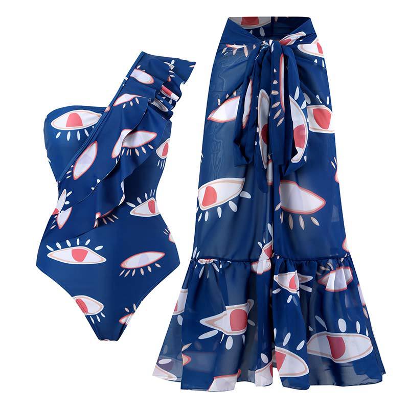 Traje de baño de una pieza para mujer, ajustado, adelgazante, retro, con lazo, vestido de gasa