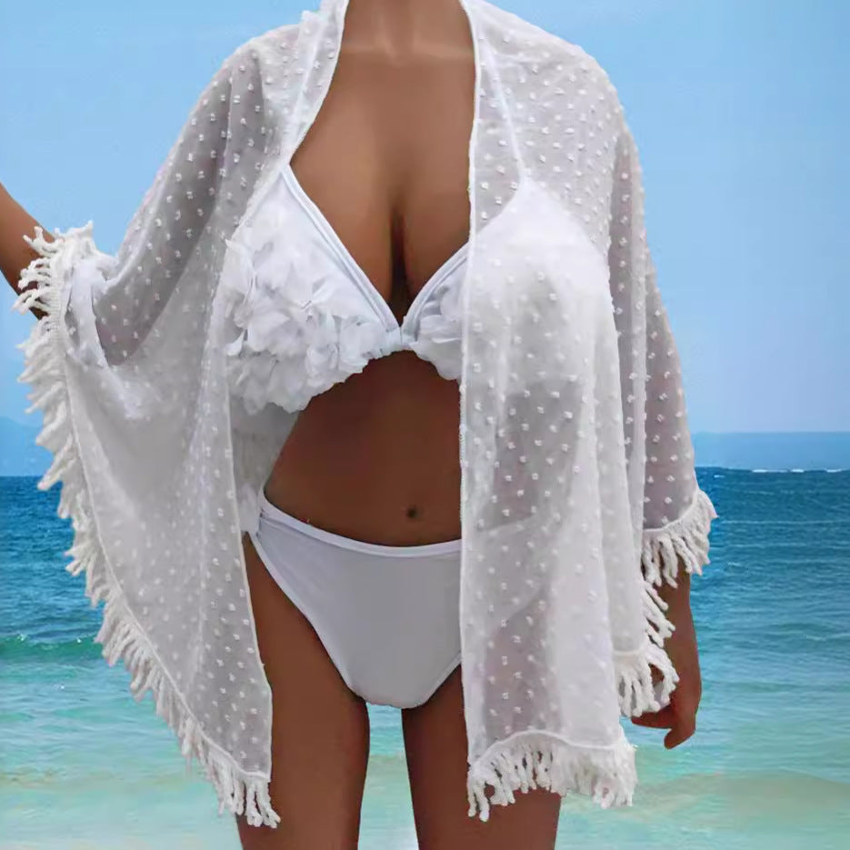 Women Clothing One Piece Beach Skirt Tassel Stitching Multiple Wear Anti-Sunburn Shawl Oyimi