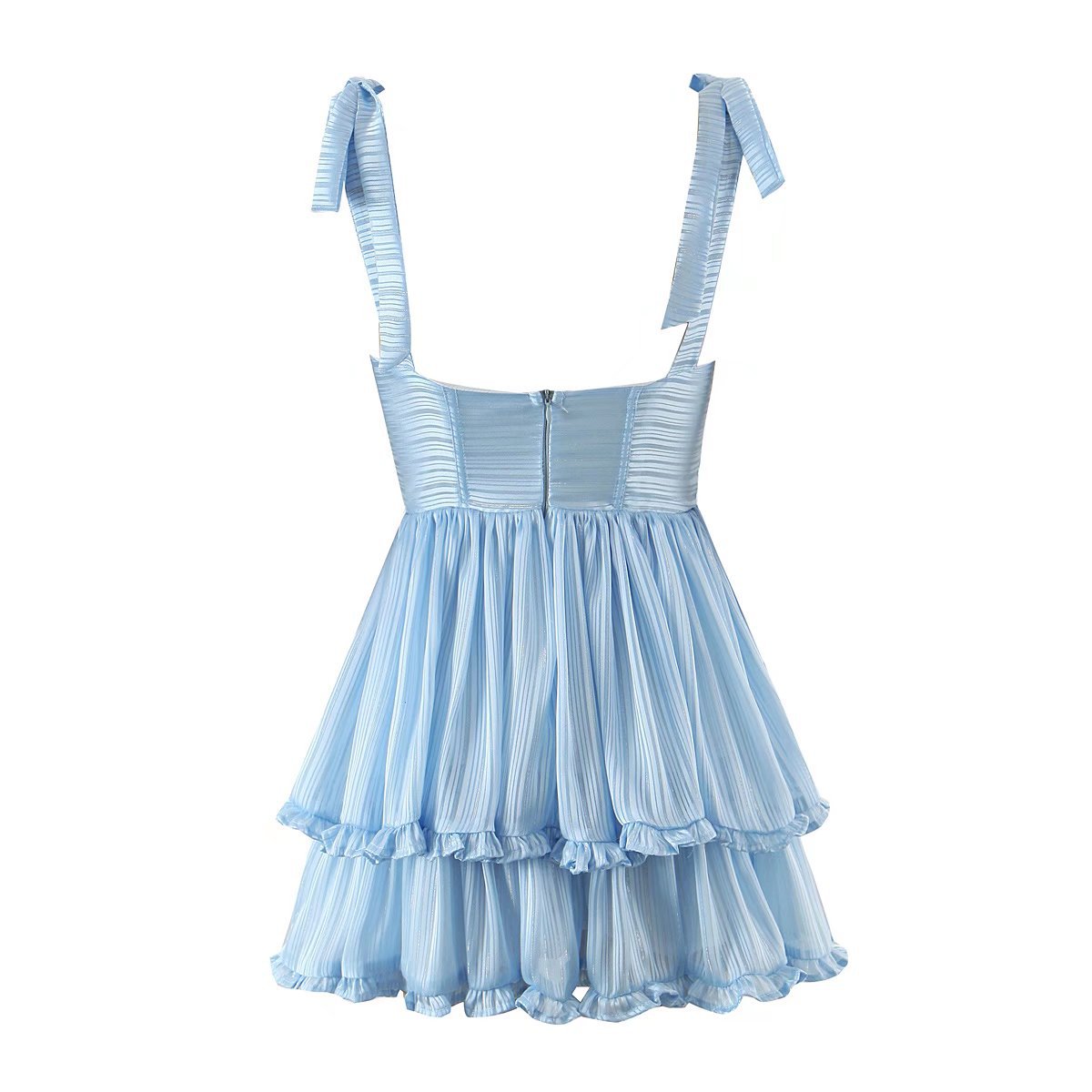 Spring Women Clothing Sexy Three Layer Colorful Silk Chiffon Sling Dress Large Swing Dress