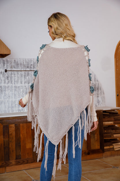 Vacation Hand Crocheting Tassel Shawl Cardigan Bikini Sexy Size Floral Block Cloak