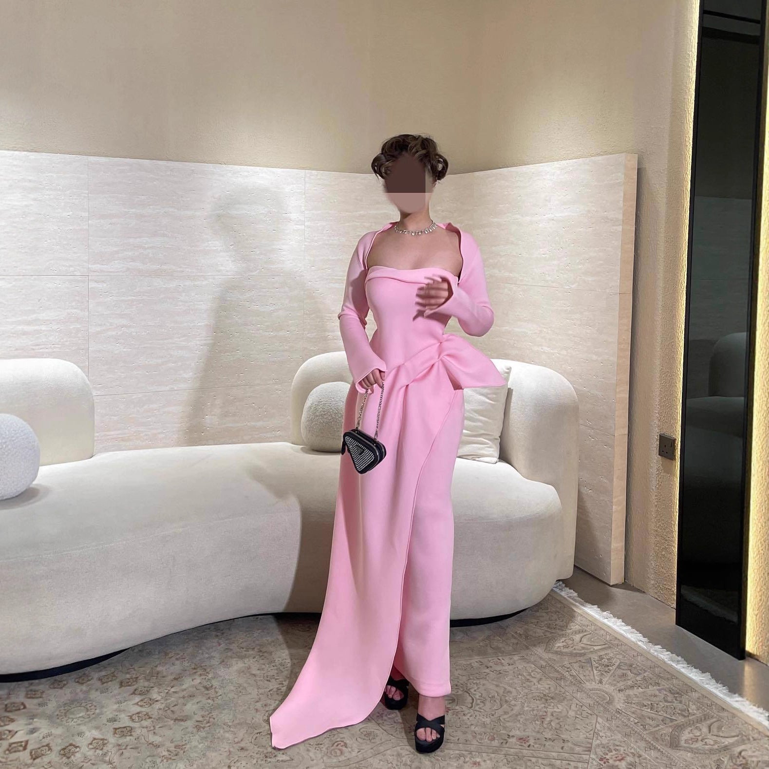 Summer Elegant Sexy Shawl Tube Top Slit Ball Dress Two Piece Set RMAI