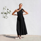 Summer Sloping Shoulder Dress Internet Celebrity Same Lace up Elegant Shoulder Dress Zemy