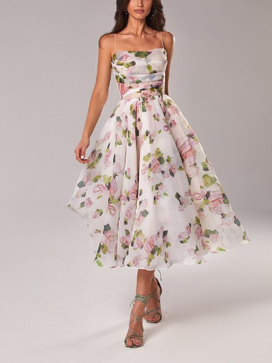 Summer Women Clothing Tube Top Sleeveless Printed Large Swing Dress RMAI