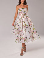 Summer Women Clothing Tube Top Sleeveless Printed Large Swing Dress RMAI