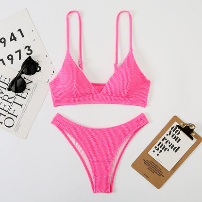 Bikini brasileño sexy con estampado de ondas divididas para mujer