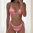 Bikini Summer Swimsuit Bikini Sexy Backless Lace up Wave Triangle Swimsuit Twingo