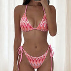 Bikini Summer Swimsuit Bikini Sexy Backless Lace up Wave Triangle Swimsuit Twingo