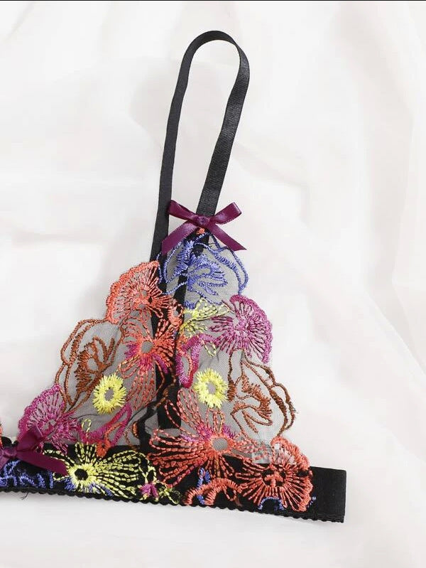 Ensemble bikini trois points en dentelle translucide et lingerie sexy