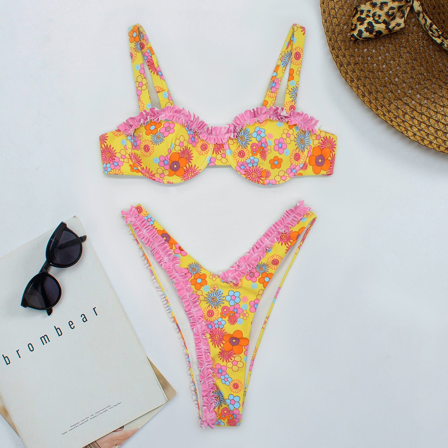 Bikini Mujer Estampado Digital Encaje Pequeño Transparente Traje De Baño Mujer Traje De Baño