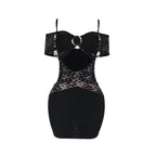 Robe caraco sexy slim à épaules dénudées et découpes ajourées