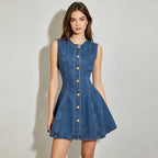 Sleeveless Jeans Cardigan Dress Dermal