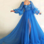Vestido elegante de verano para mujer, de moda, con abertura de malla, vestido de noche para boda.