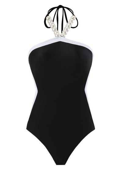 Lonkey Swimsuit Two Piece Solid Color Transparent Mesh Flying Edge Skirt Swimsuit