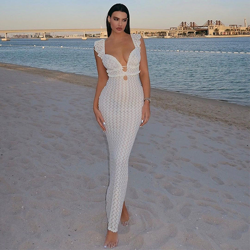 Summer Sexy Bubble Wave High Waist Slim Fit Slimming Dress Women Burgatti